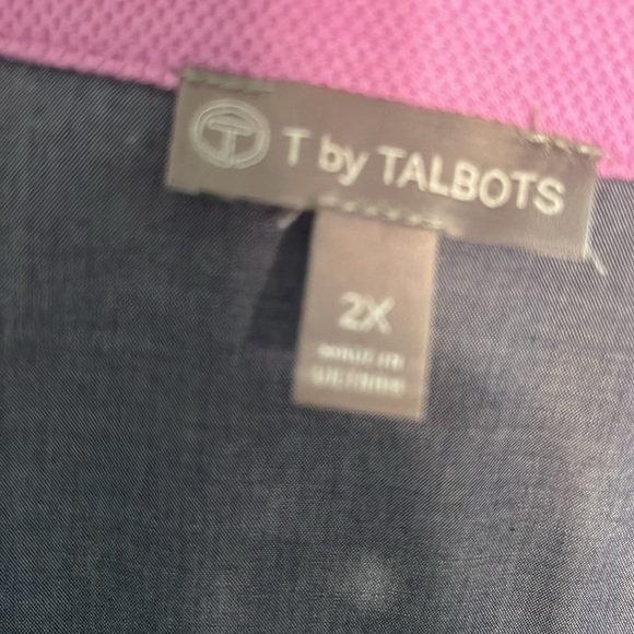 T by Talbots Athletic Jacket Full Zip Roll Up Contrast Cuffs Size 2X Lavender - Picture 7 of 9